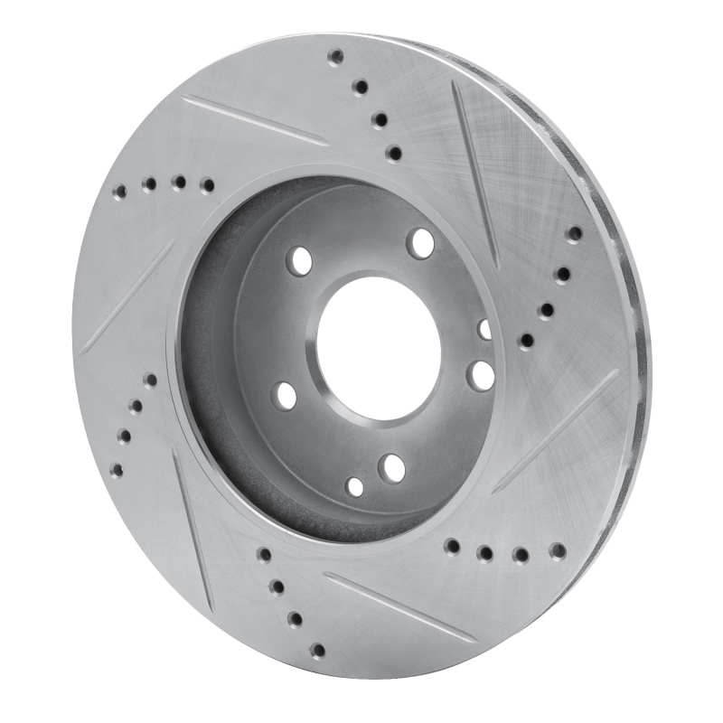 Mercedes-Benz C240 Brake Rotor (1) - Front Left - R1 Concepts - Drilled & Slotted - Silver - `96-`15